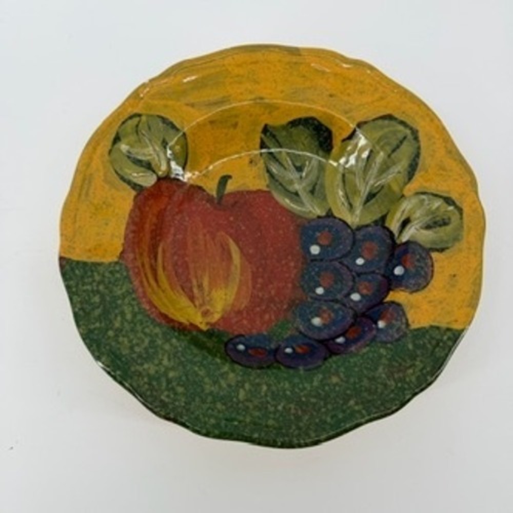 Arte Italica Italian Ceramic Pasta Bowl Apple Grape Hand Painted Scalloped 9.5"